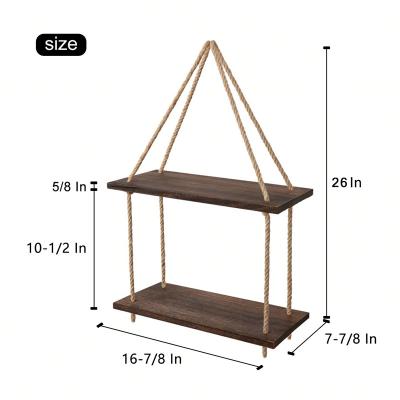 China (Others) 2019 2 Tier High Quality Adjustable Folding Wooden Rope Wall Display Rack Flower Shelf for sale