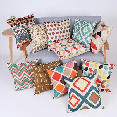 China Square Home Sofa Pillow Cover Decorative Cushion Cover Fashion Pillow Case Geometry Design Cute Cartoon Anti-Static Pillow Cover for sale