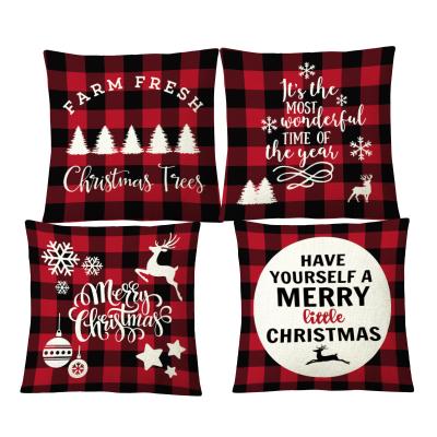 China Anti-Static Cushion Cover Christmas Farmhouse Buffalo Check Pillowcase Holiday Party Decor Decorative Pillow Cover For Living Room Seat for sale