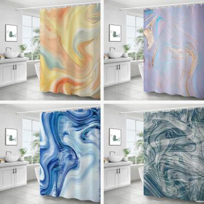 China Sustainable Design Bath Curtain Marbling Shower Curtain Printed Waterproof Bathroom Shower Curtain for sale