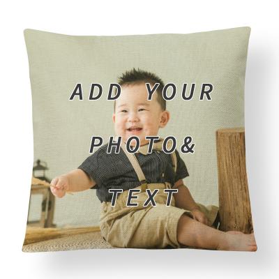 China Picture Here Anti-Static Print Pet Wedding Personal Life Photos Customize Gift Cushion Cover Pillowcase Home Canvas Pillow Cover for sale