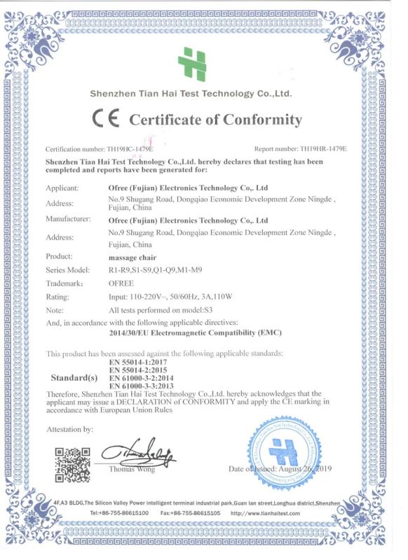 CE - Ofree (Fujian) Electronics Technology Co., Ltd.