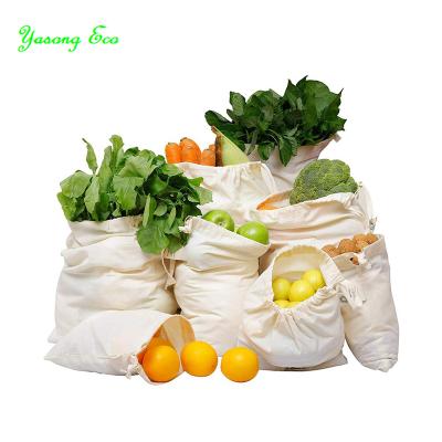 China Latest OEM Shenzhen Factory Cotton Eco-Friendly Reusable Material Folding Muslin Rope Handle Shopping Drawstring Bag for sale