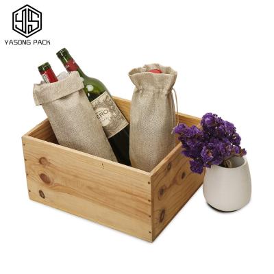 China Gift Eco Frirendly Factory OEM Customize Logo Printing Jute Cotton Burlap Bottle Gift Drawstring Wine Bag for sale