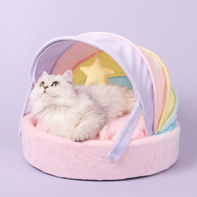 China Factory Wholesale Pet Supplies Pet House Mat Cute Dog Bed Four Breathable Seasons Rainbow Available Cat Nest for sale