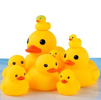 China Sustainable Baby Bath Toy Customized Logo Available Weighted Duck PVC Vinyl Floating Bath Duck Toy For Kids for sale