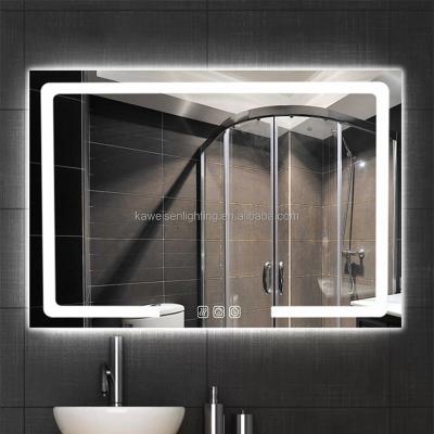 China Water Magnifying Bathroom Mirror Decor 3 CCT LED Bathroom Mirror Wall Mounted Anti Touch Smart Sensor Mirror Hotel for sale