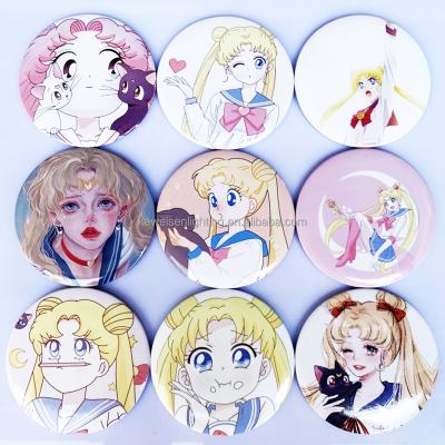 China Custom Diversified Design Printed Cermin Cute Compact Comic Single Sided Mirror Round Portable Pocket Mirror Hand Gifts for sale