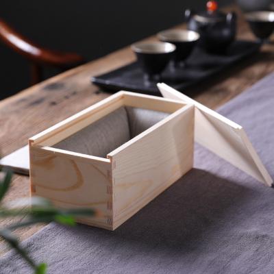 China Custom Wooden Gift Tea Gift Box Logo Packing Small Sliding Lid Tea Cup Handmade Hot Custom Storage Box Wooden Jewelry Box for sale