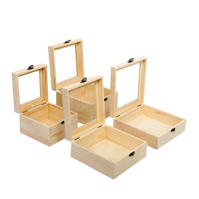 China Handmade wholesale natural square pine wood plant gift box for sale storage box for sale