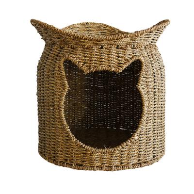 China Modern Wicker Pet Nest Cat House Small Animals Hand Woven Comfort Sale Pet Lounge Indoor Warm Breathable Sleeping Nest for sale