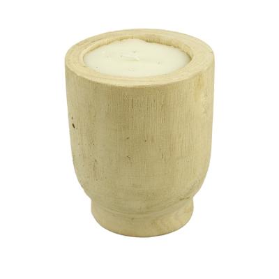 China Home decoration high quality cheap cylinder home decoration use hot sale wooden candle cup holder with candle for sale