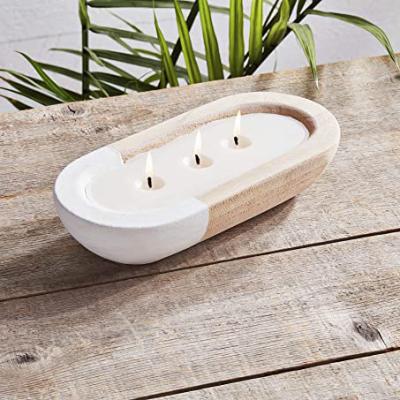 China Minimalist Popular White Wooden Pillar Candle Holder Rustic Wooden Box for sale