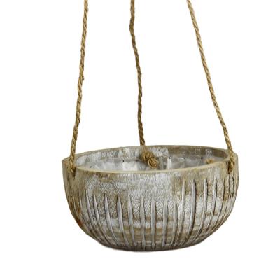 China Europe New Design Rustic Hanging Herb Planter Moving Wooden Flowering Pots Racks Garden Outdoor Indoor Home Decoration for sale