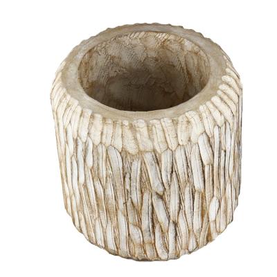 China Wholesale Natural Wooden Pots Europe Plant Flower Wooden Bottle Vases For Lobby Decoration Home Flower Garden Wooden Decor for sale