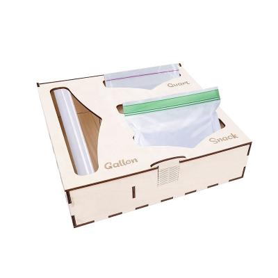 China Sustainable Eco-Friendly Wooden Sandwich Bag Organizer Ziplock Bag Storage Organizer For Kitchen Drawer Dispenser Compatible for sale