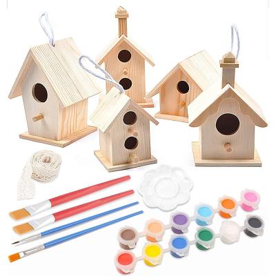 China Viable Bird Houses For Outdoor Hanging To Comb Wooden Protective Nest Box DIY Natural Aviary For Kids for sale