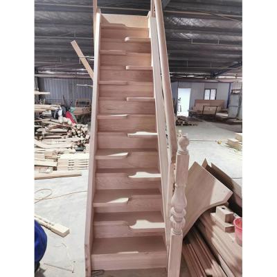 China Modern Design Modern Balustrade Baluster Indoor Wooden Wood Railing Wooden Stairs for sale