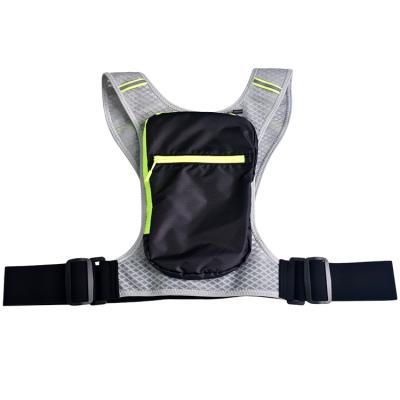 China Running Phone Holder 2021 Marathon Reflective Adjustable Chest Vest Mobile Phone Holder with Lightweight Pockets for Unisex Back Sport for sale