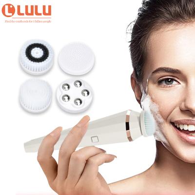 China Acne treatment 2021 new design, 4 in 1 cordless multi-fuction silicone facial cleansing brush for facial clean for sale