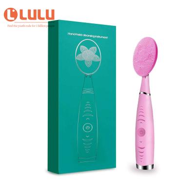 China Acne Treatment IPX6 Waterproof Handheld Electric Facial Cleansing Brush, Silicone Ultrasonic Wash Face Cleansing Brush for sale