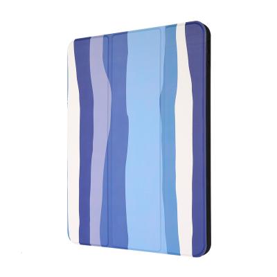 China Shockproof With Pencil Stand Rainbow Stripe Flip Case Cover For iPad 9.7 PU Leather Tablet Case For iPad Air 4 10.2 mini 4 5 pro 11 2021 for sale