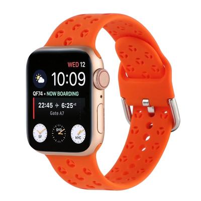 China Custom Hollow Silicone Sport Smart Watch Band Shockproof Strap For Apple Watch38mm 40mm 41mm for sale