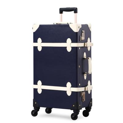 China Vintage Luggage Trolley Bag 2PCS/SET PU Travel Luggage, 12