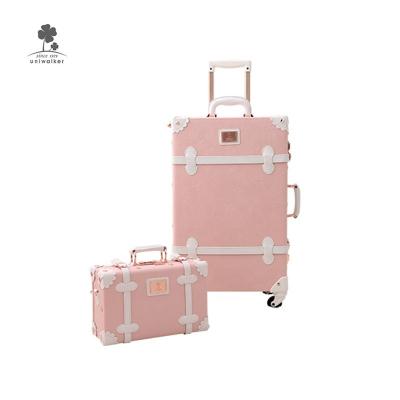 China High Quality PU Women Vintage Retail Suitcase Sets Cute Hand Carry On Luggage With 360 Degree Spinner Wheel for sale