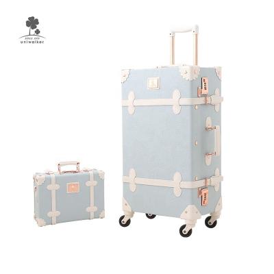 China High Quality Travel PU Vintage Leather Pink Suitcase Box Sets Cute Hand Carry On Luggage For Women Makeup Cosmetic for sale