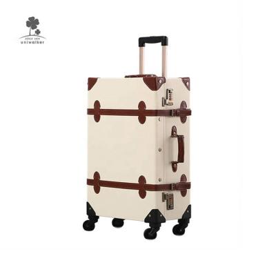 China High Quality PU Leather Classic 360 Carry Suitcase Trolley Trunk Luggage Bag Upright Rolling Set for sale