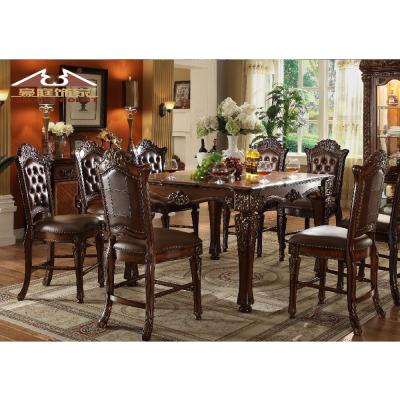 China Longhao Luxury High-end Adjustable Furniture European Style Wooden Dining Table (Other) Set Dining Room for sale