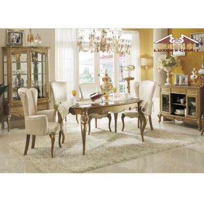 China Longhao Luxury Golden (Other) Adjustable Light Dinner Table Set With 4 Seater For Dining Room for sale