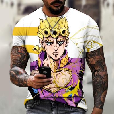 China 2022 New Arrivals Breathable Custom Cotton Embossed Anime JoJo's Quirky Adventure Tee Graphics Men 3d Printed T-Shirt for sale