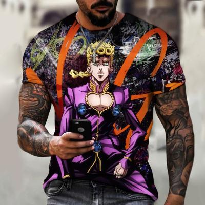 China QUICK DRY Jojo's Adventure tee quirky stickers toda cotton embossed anime cartoon blast print mens 3d graphic t-shirt custom for sale