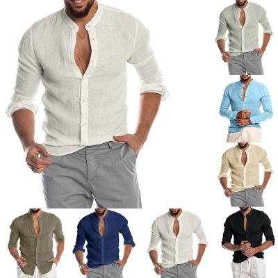 China 2022 New Arrivals Men's Long Sleeve Shirt Solid Color Breathable Casual Comic Collar Cardigan for sale