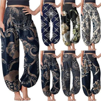 China QUICK DRY Casual Harem Wear Yoga Bloomers Hippie Pants For Yoga Boho Floral Aladdin Clothing Women's Yoga Pants for sale