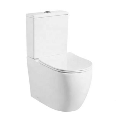 China Chinese Rimless Ceramic Color Rimless Double-Flow Floor Standing White Bathroom Round Two Pieces Toilet for sale