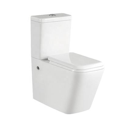 China Modern Design Bathroom Double-Flow Ware Floor-Mounted Two-Piece Toilet Chinese Ceramic Sanitary Glossy White European Square Shape for sale