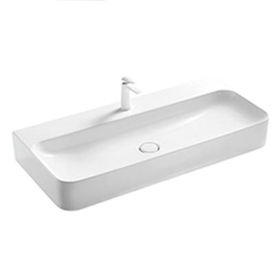 China Factory Bathroom Countertops Large Size Easy Clean Chinese Rectangular Shape Ceramic Sanitary Ware Easy Clean Basin for sale