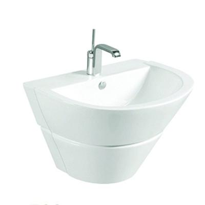 China Easy Clean Chinese Qualified Ceramic Sanitary Ware Two Piece Round Shaped Wall Hung Mounted Bathroom Sink for sale