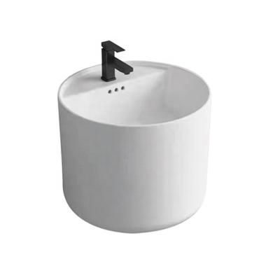 China Easy Clean Ceramic Commercial Porcelain Material Bathroom White Color Wall Hung Basin for sale