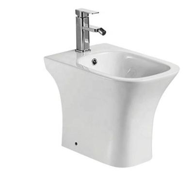 China Modern Popular Chinese Modern Desgin Ceramic Bathroom Round P-trap 180mm Rimless Floor Standing Bidet for sale