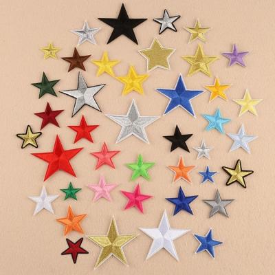 China Other Wholesale Fabric Stickers Accessories Garment Decorative Iron On Embroidery Star Patches For Clothing for sale