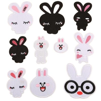 China Other Wholesale Cute Patches Fabric Stickers Decorative Rabbit Iron On Embroidery Patches For Clothing for sale