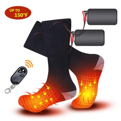 China 4000mah Mens Anti Slip Fluffy Thermal Socks QUICK DRY Black Wireless Smart Crew USB Anti Heat Socks Custom Made for sale