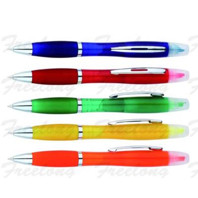 China Good Quality Supplier Hot Selling Eco-friendly Twistable Ballpoint Pen With Double Headed Highlighter Bar for sale