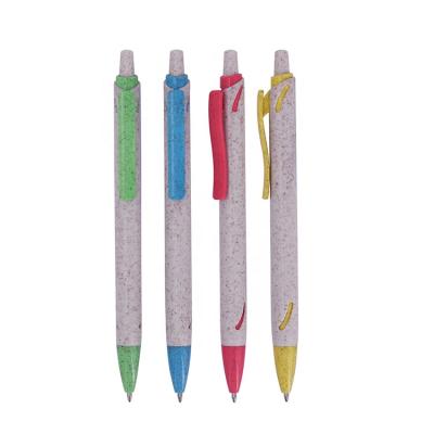 China 2021 Wholesale Promotional Cheap Retractable Ball Pen Colored Straw Clip Eco Friendly Pen Eco-friendly for sale