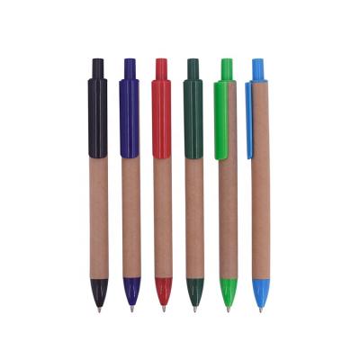 China Custom Made High Quality Eco-Friendly Paper Ball Pen Colored Abs Retractable Ballpoint Pen Clip for sale