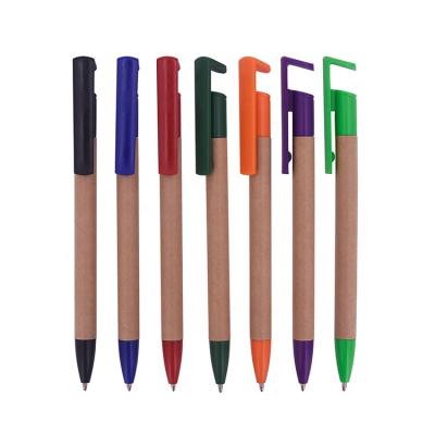 China Wholesale Promotional Eco-friendly Eco Pen Retractable Paper Barrel Printed Cheap Ballpoint Pen for sale